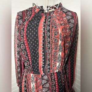 Elegant Long Sleeve Paisley Dress